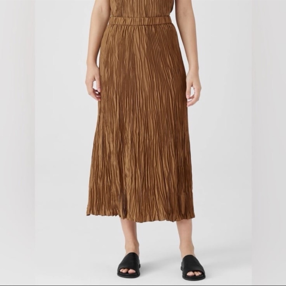 NWT Eileen Fisher Crushed Silk Maxi Skirt